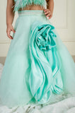 Sea Blue Sequinced and feather Ghaghra