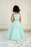 Sea Blue Sequinced and feather Ghaghra