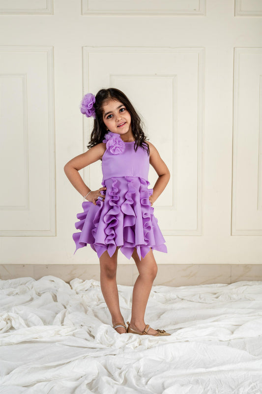 Lilac Scuba Frill Dress
