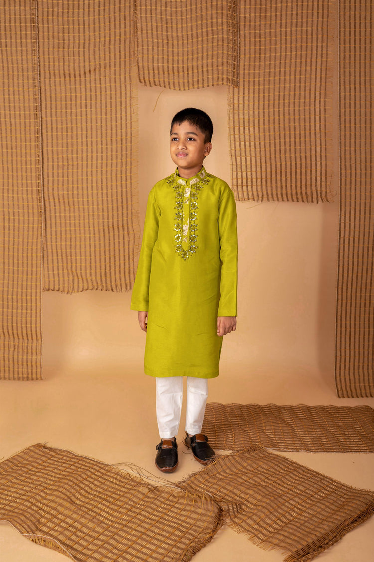 Green Mirror Kurta Churidaar