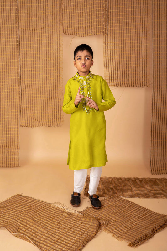 Green Mirror Kurta Churidaar