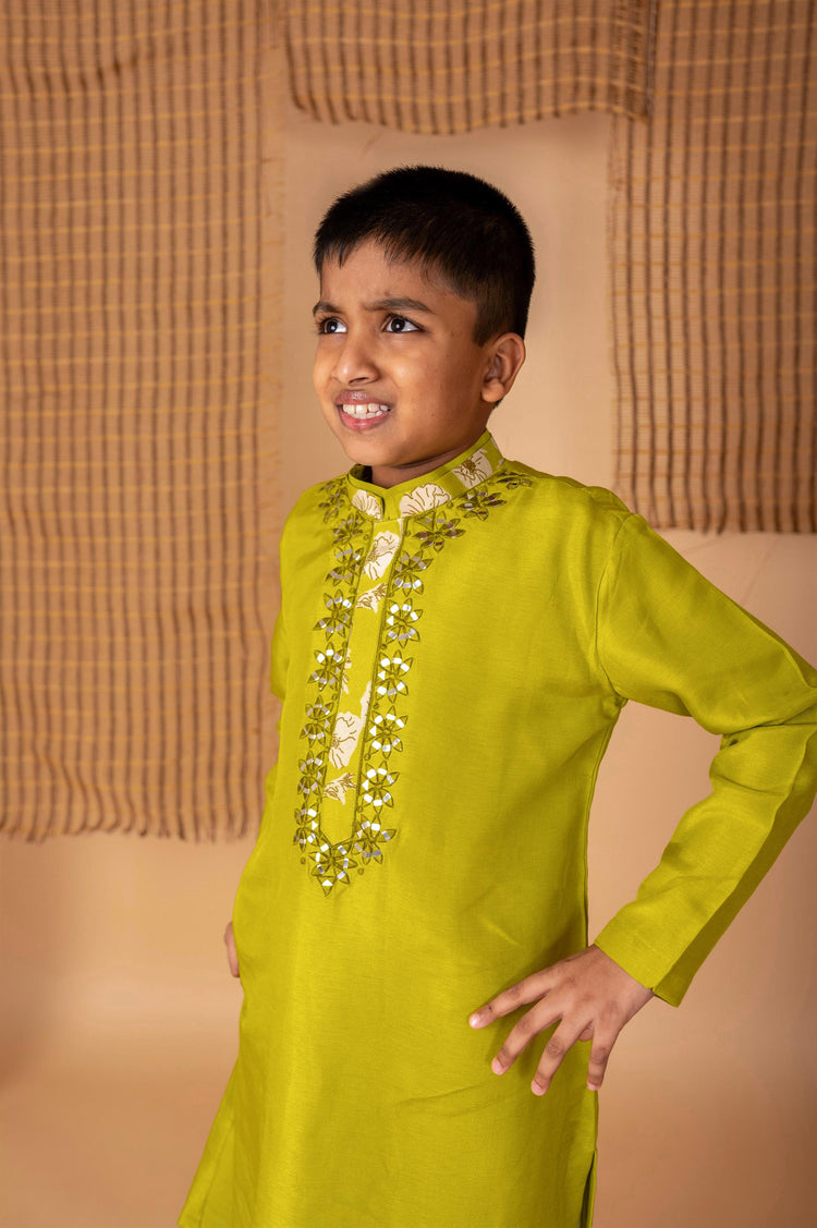 Green Mirror Kurta Churidaar