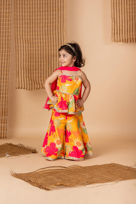 Ochre Floral Printed Palazzo