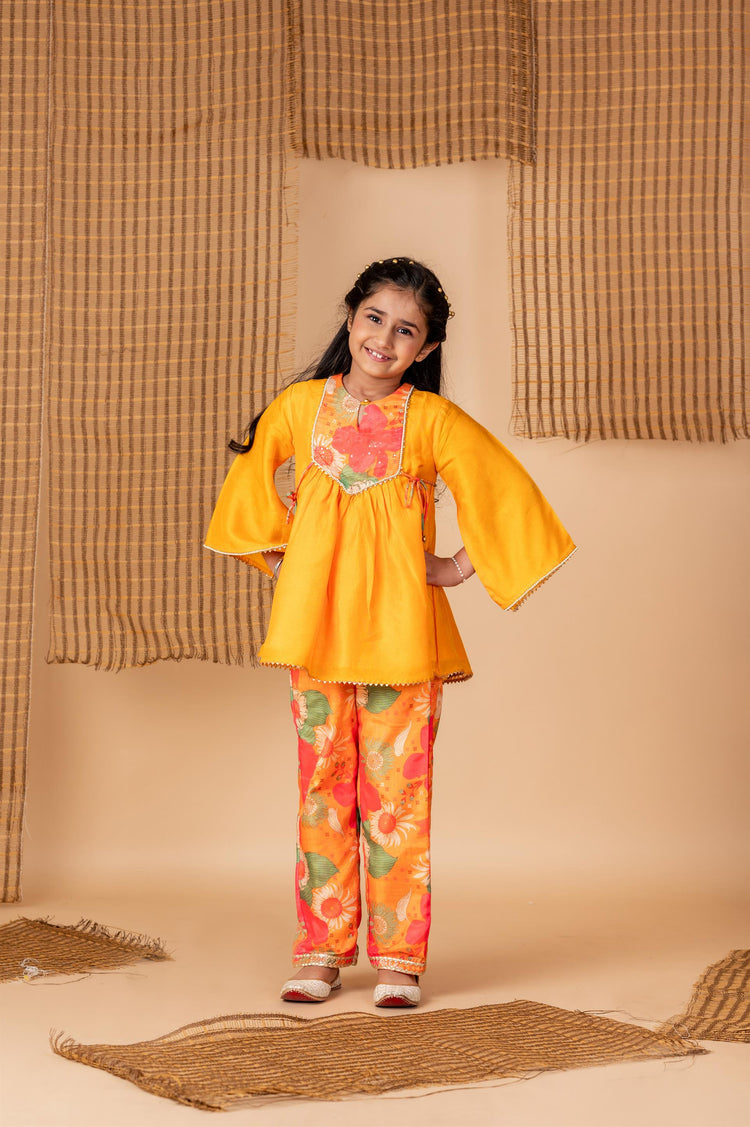 Ochre Floral Printed Suit