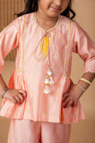 Peach Diya Embroidred Peplum Pant Set