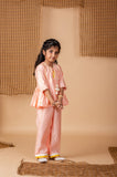 Peach Diya Embroidred Peplum Pant Set