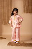 Peach Diya Embroidred Peplum Pant Set