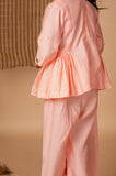 Peach Diya Embroidred Peplum Pant Set