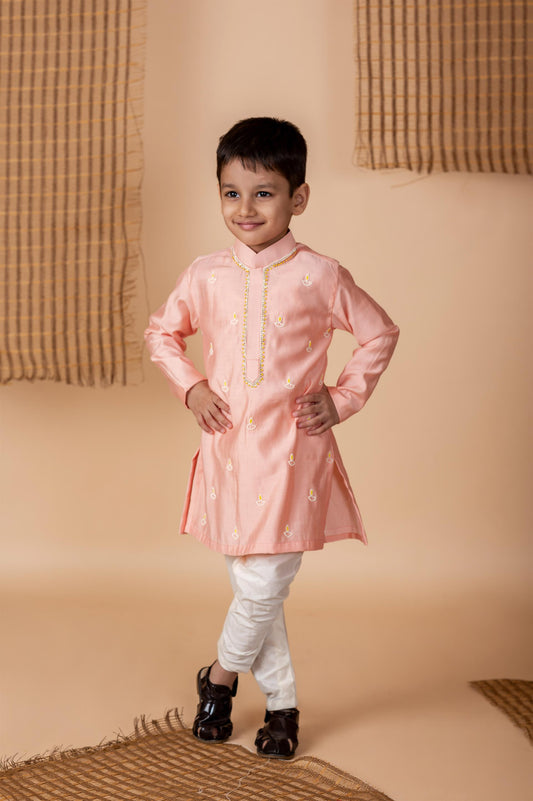 Peach Diya Embroidered kurta
