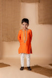 Orange embroidered kurta