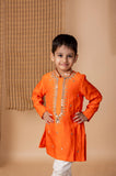 Orange embroidered kurta