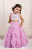 Lilac frill pom pom Ghaghra