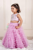 Lilac frill pom pom Ghaghra