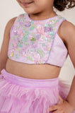Lilac frill pom pom Ghaghra