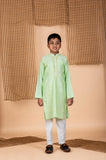 Green Leaf Embroidered Kurta Churidar