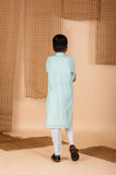 Blue Leaf Embroidered Kurta Churidaar