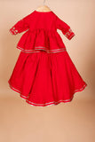 Red heavy embroidery peplum ghaghra