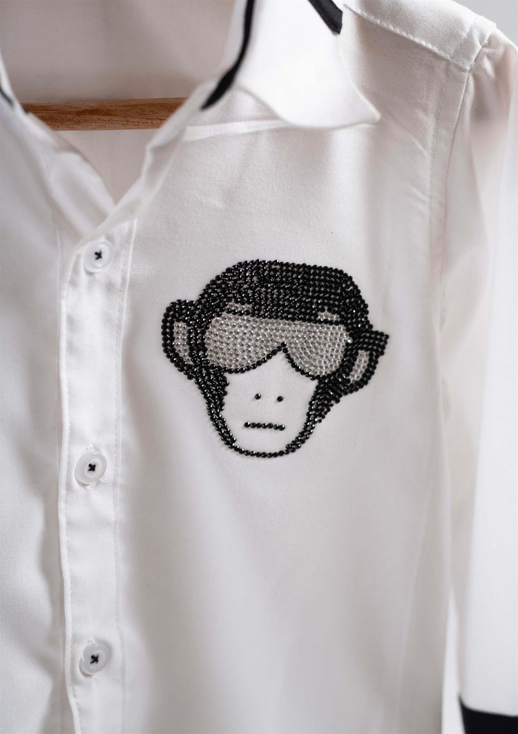 White and Black DJ Monkey Shirt