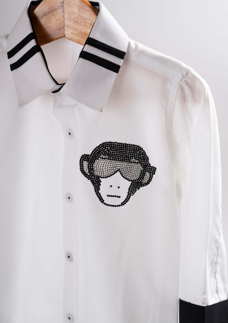 White and Black DJ Monkey Shirt