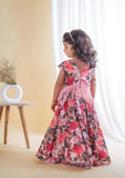 Floral Printed Fringe Blouse With Ghaghra