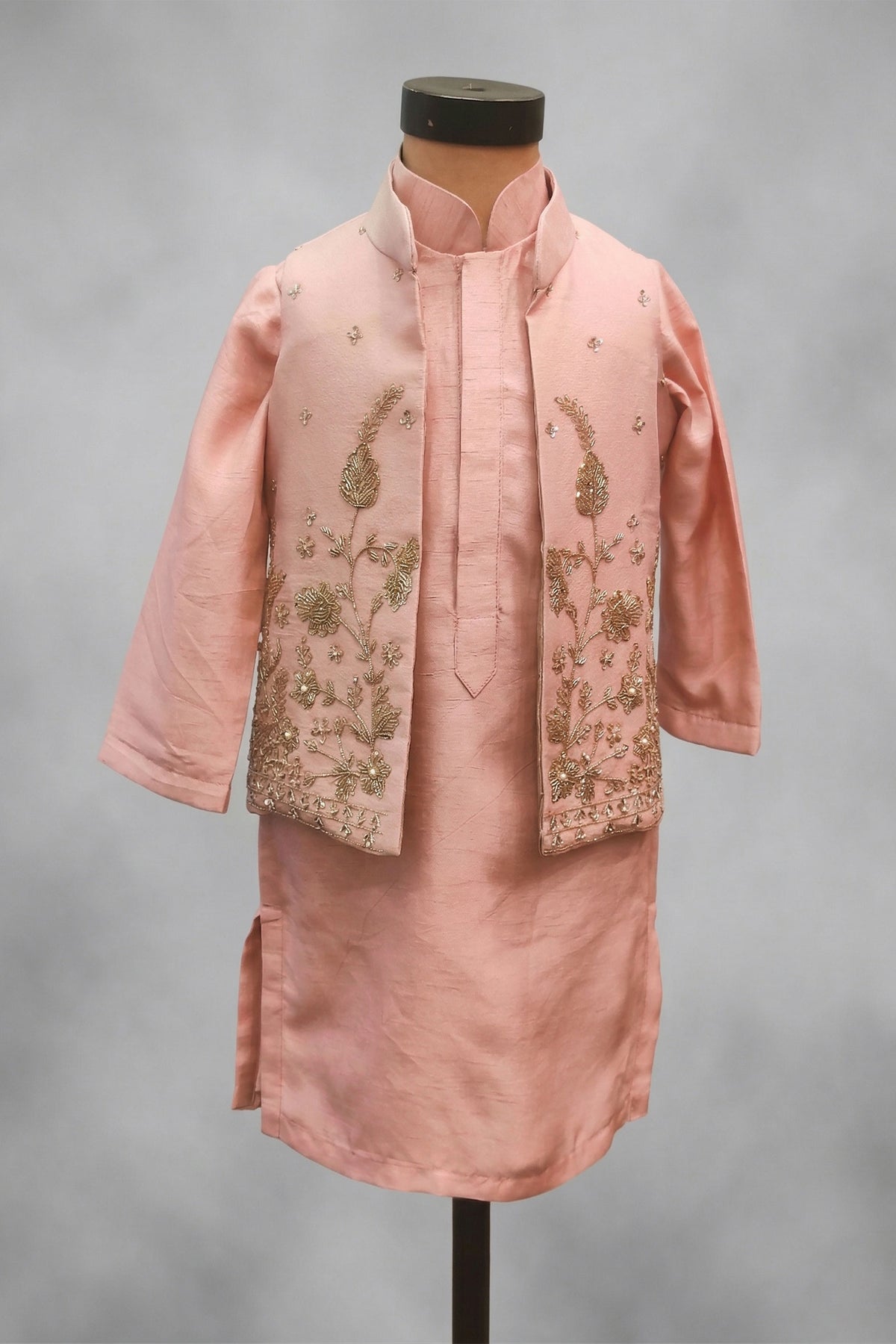 The Pink Shimmery Kurta Set with Cutdana embroidery On The Jacket