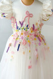 Luxury Satin Hand Embroidered Bow Embroidered Dress With Delicate Flowers