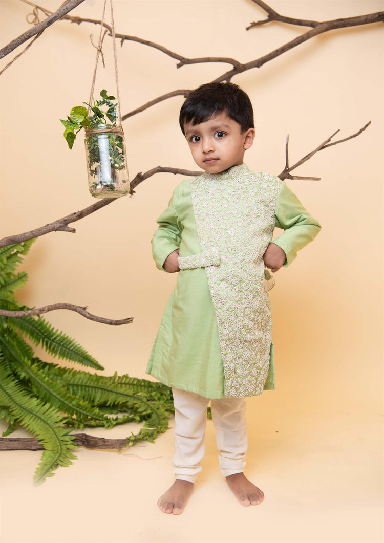 Green Dori Embroidered Kurta Churidar