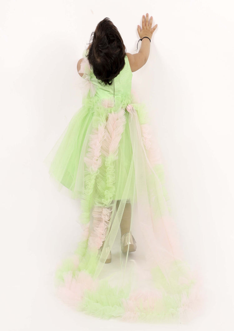 Green Butterfly Dress With Train