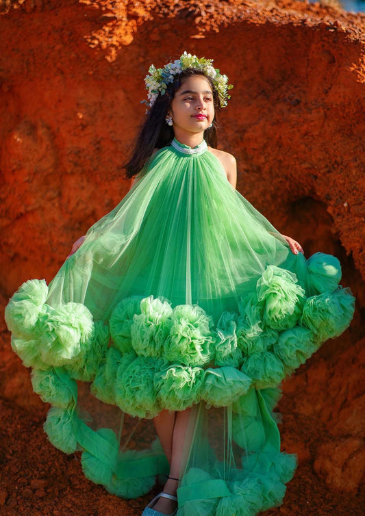 Green Pompom Gown