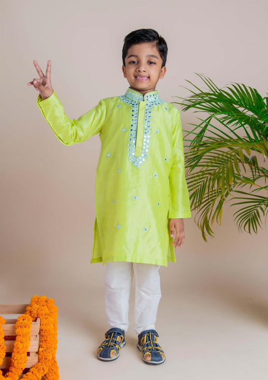 Green Mirror Kurta Churidar