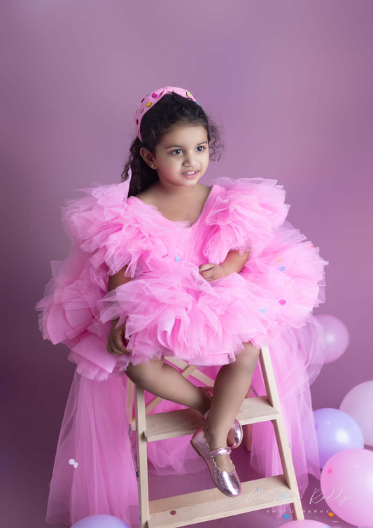 Hot Pink Dress With Train