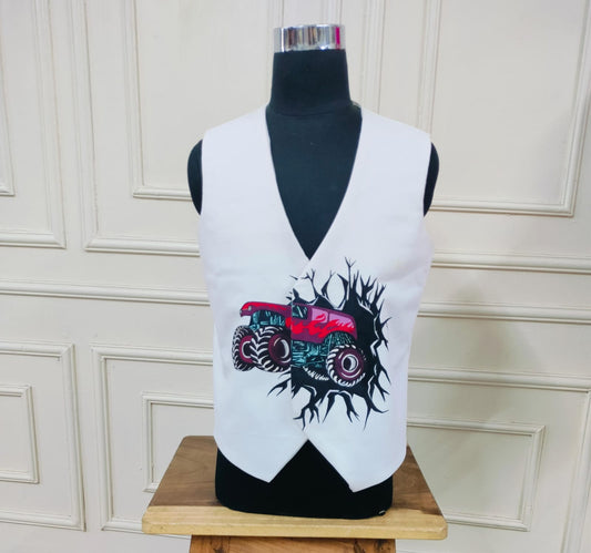 Hand Painted Monster Truck Waistcoat