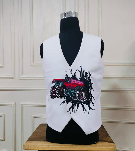 Hand Painted Monster Truck Waistcoat