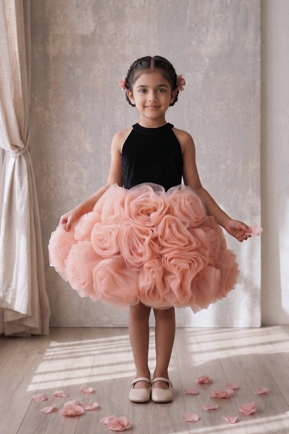 The Black Pink Rosette Dress