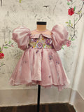 Floral Embroidered Onion Pink High Low Gown