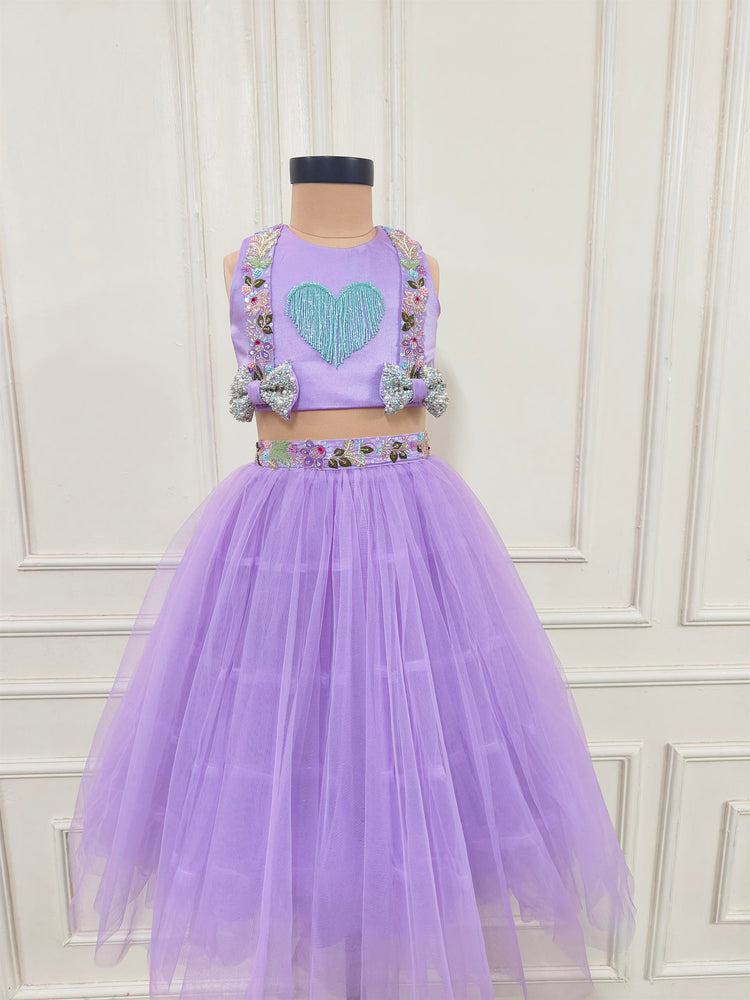 Lilac Heart Tassel Ghaghra