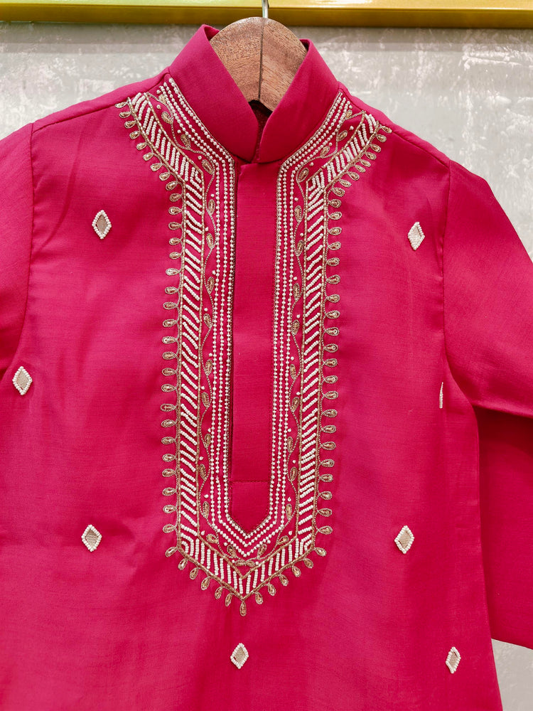 Pink Kurta with hand done Pearl and Sequins Embroidery