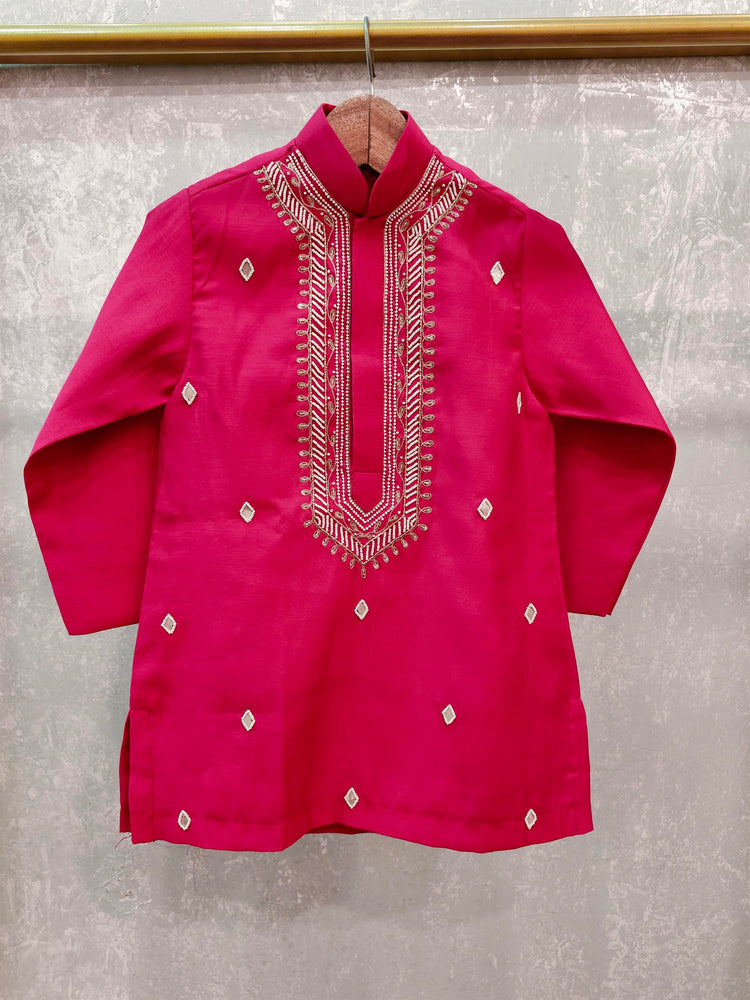 Pink Kurta with hand done Pearl and Sequins Embroidery