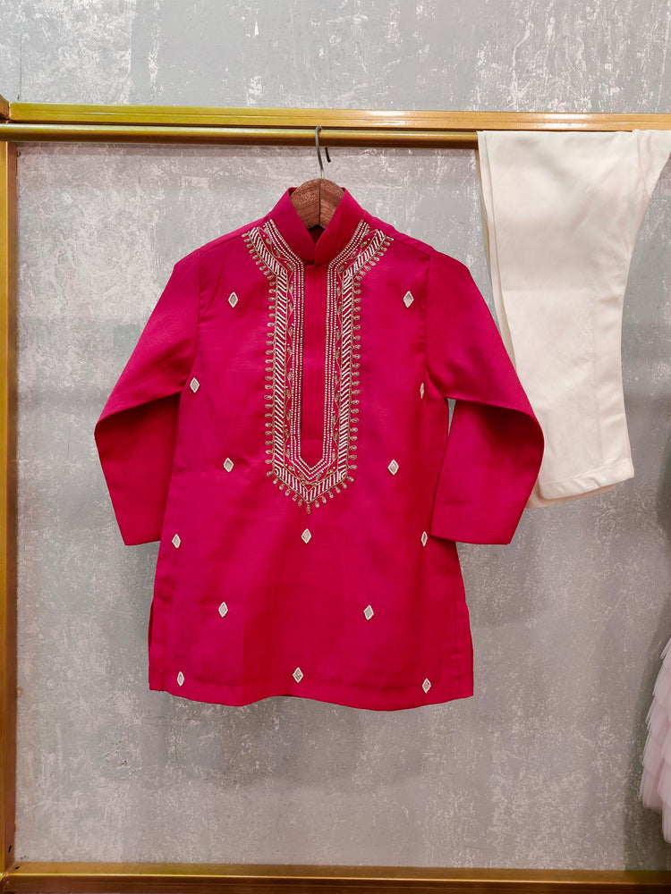 Pink Kurta with hand done Pearl and Sequins Embroidery