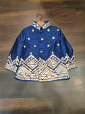 Blue achkan with gold and silver embroidery