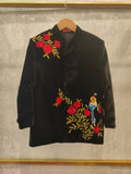 Floral Embroidered Black Achkan With Trousers