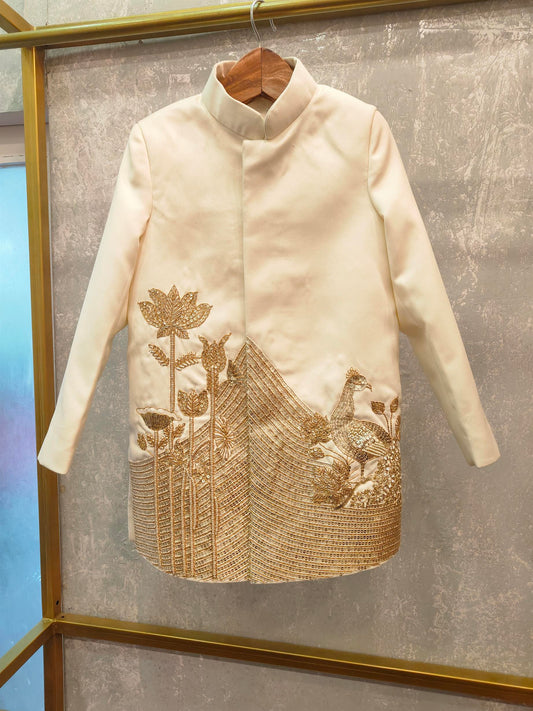 Dori Hand Embroidered Off white Sherwani Churidar Set