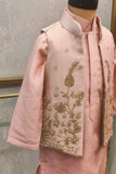 The Pink Shimmery Kurta Set with Cutdana embroidery On The Jacket