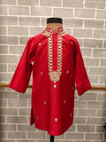 Red Knot Embroidery Kurta