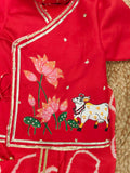 Red Bandhej Handpainted Pichwai Boy Jaamna