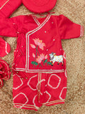 Red Bandhej Handpainted Pichwai Boy Jaamna