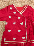 Red Lotus Embroidered Boy Jaamna
