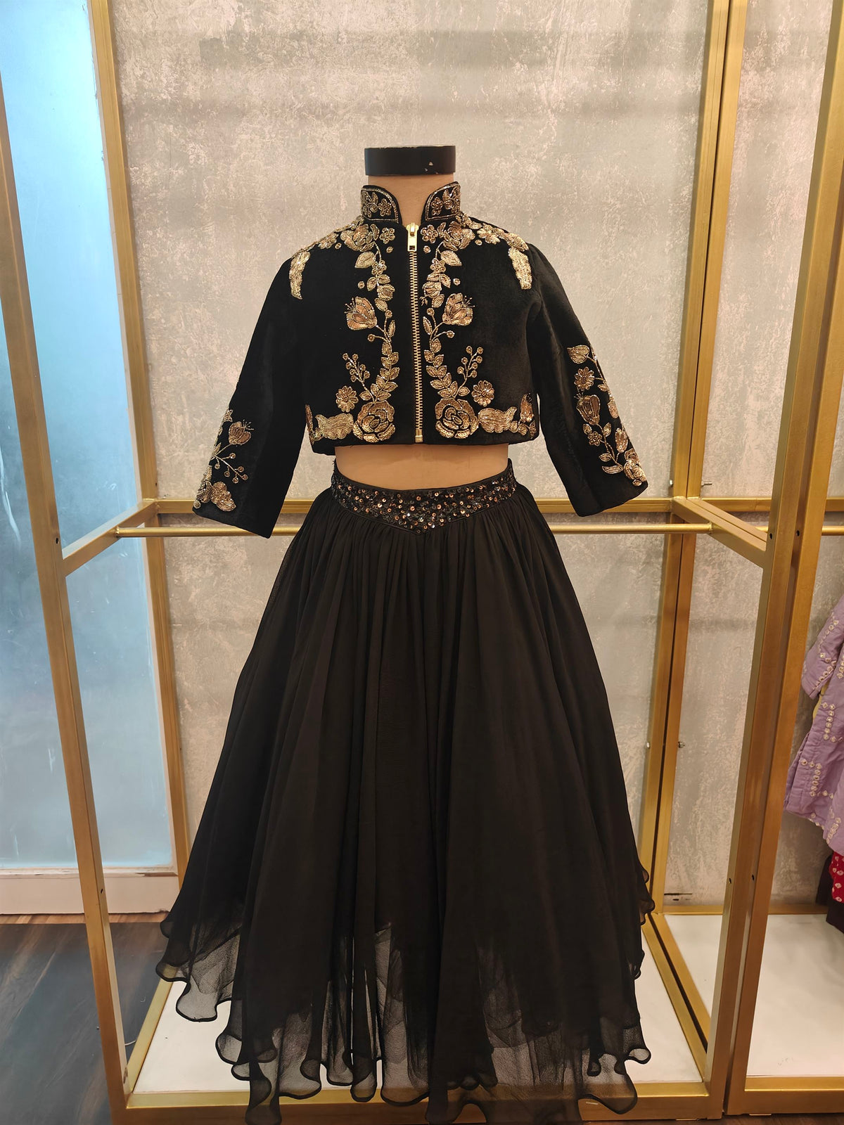 The 2 in 1 Black Ghagra Set