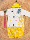 Yellow Bandhej with Basuri and Lotus embroidery