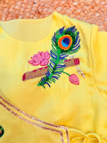 Yellow Morpankh Embroidered Kanha Kurta Dhoti